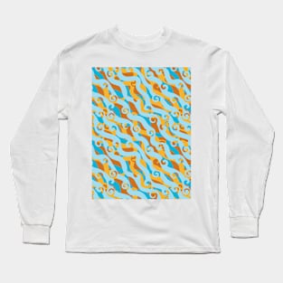 Abstract Diagonal Lines with Swirls Seamless Surface Pattern Design Long Sleeve T-Shirt